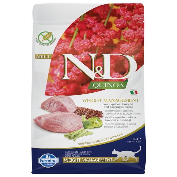 法米納 Farmina N&D 天然藜麥無穀物成貓糧 －羊肉 （體重管理）（成貓適用）1.5KG