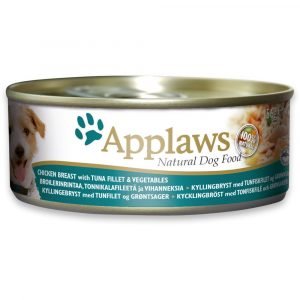 狗用糧食 愛普士 APPLAWS 全天然狗罐頭 – 雞柳 + 蔬菜 + 吞拿魚 156g 寵物用品店推薦