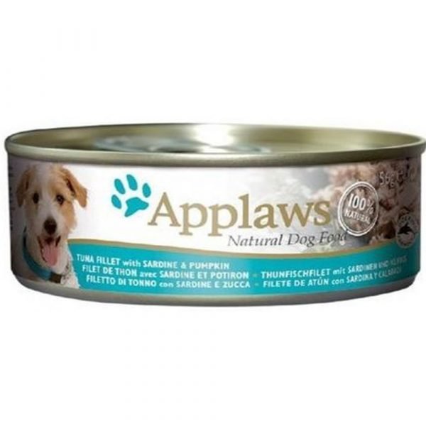 愛普士 APPLAWS 全天然狗罐頭 - 吞拿魚 + 沙丁魚 + 南瓜 156g