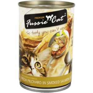 罐頭食品 高竇貓 Fussie Cat Premium Cat Canned (Fresh Pilchard in Smoked Salmon Jelly) 貓罐頭（煙三文魚汁沙丁魚）400g 寵物用品店推薦