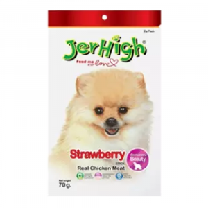 小食 Jerhigh 高蛋白低脂狗小食 士多啤梨雞肉條 70g 寵物用品店推薦