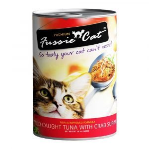 罐頭食品 高竇貓 Fussie Cat Premium Cat Canned (Wild Caught Tuna with Crab Surimi) 貓罐頭（野生捕獲吞拿魚+蟹柳）400g 寵物用品店推薦