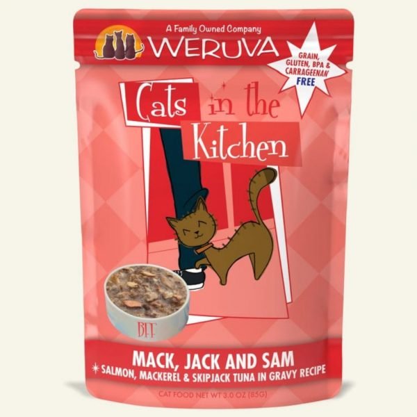 WeRuVa 廚房系列 野生三文魚、鯖魚、吞拿魚、美味肉汁 袋裝貓糧 85g