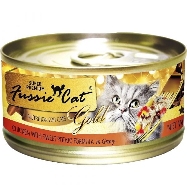 高竇貓 Fussie Cat Premium Gold Label Cat Canned (Chicken, Vegetable & Sweet Potato) 金鑽貓罐頭（雞肉+蔬菜+甜薯）80g