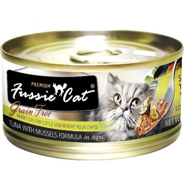 高竇貓 Fussie Cat Premium Black Label Cat Canned (Tuna with Mussel) 黑鑽貓罐頭（吞拿魚+青口）80g
