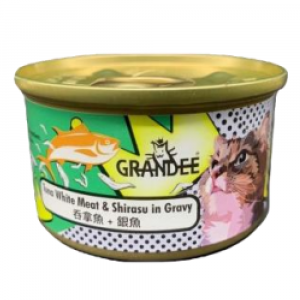 罐頭食品 Grandee 貓罐頭(吞拿魚+銀魚) Cat Canned (Tuna White Meat & Shirasu) 80g 寵物用品店推薦