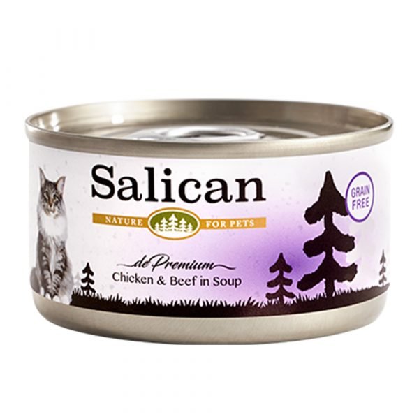 Salican 鮮雞肉、牛肉配方貓罐頭 (清湯) 85g