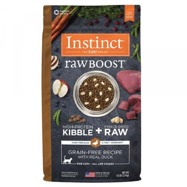 Instinct 無穀物 + 凍乾生肉粒 - 全貓 (鴨) 4.5lbs