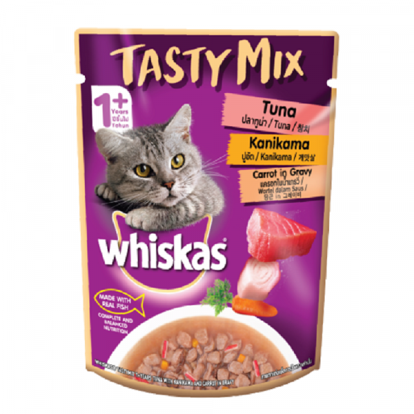 Whiskas 偉嘉 什錦珍味鮪魚(吞拿魚)、蟹肉及紅蘿蔔湯汁 口味70g