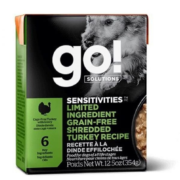 GO! SOLUTIONS™ 低敏美毛系列 無穀物 火雞絲狗糧配方 354克